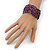 Boho Purple/Silver Glass Bead Plaited Flex Cuff Bracelet - Adjustable - view 5