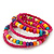Teen's Magenta Glass/ Multicoloured Wood Bead Multistrand Flex Bracelet - Adjustable - view 3