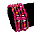 Teen's Fuchsia Acrylic Bead Multistrand Bracelet - Adjustable - view 2