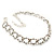 Classic Bridal Diamante Oval Link Bracelet In Rhodium Plated Metal - 17cm Length/ 5cm Extension - view 10