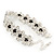 Black/Clear Swarovski Crystal Floral Bracelet In Rhodium Plating - 16cm Length/ 6cm Extension - view 8
