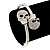 Clear Swarovski Elements 'Double Skull' Flex Bangle Bracelet In Silver Plating  - Adjustable - view 3