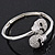 Clear Swarovski Elements 'Double Skull' Flex Bangle Bracelet In Silver Plating  - Adjustable - view 8