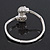 Clear Swarovski Elements 'Double Skull' Flex Bangle Bracelet In Silver Plating  - Adjustable - view 6