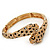 Gold Plated Swarovski Crystals 'Double Leopard' Flex Bangle Bracelet - Adjustable - view 9