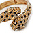 Gold Plated Swarovski Crystals 'Double Leopard' Flex Bangle Bracelet - Adjustable - view 4