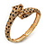 Gold Plated Swarovski Crystals 'Double Leopard' Flex Bangle Bracelet - Adjustable