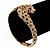 Gold Plated Swarovski Crystals 'Double Leopard' Flex Bangle Bracelet - Adjustable - view 5