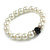 Classic Style Glass Pearl Stretch Bracelet with Black Faceted Acrylic Gem and Swarovski Crystal Detailing - 10mm diameter/ Up to 20cm Length - view 2