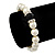 Classic Style Glass Pearl Stretch Bracelet with Black Faceted Acrylic Gem and Swarovski Crystal Detailing - 10mm diameter/ Up to 20cm Length - view 4