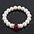 Classic Style Glass Pearl Stretch Bracelet with Red Faceted Acrylic Gem and Swarovski Crystal Detailing - 10mm diameter/ Up to 20cm Length - view 13