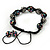 Black Acrylic/Diamante Bead Children/Girls/ Petites Teen Bracelet On Black String - Adjustable - view 3