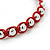 Plaited Red Cotton Cord With Silver Tone Bead Friendship Bracelet - Adjustable - view 2