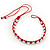 Plaited Red Cotton Cord With Silver Tone Bead Friendship Bracelet - Adjustable - view 3