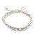 Plaited Light Cream Cotton Cord With Silver Tone Bead Friendship Bracelet - Adjustable