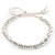 Plaited Light Cream Cotton Cord With Silver Tone Bead Friendship Bracelet - Adjustable - view 4