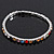 Slim Multicoloured Diamante Flex Bracelet In Silver Plating - 18cm Length - view 6