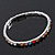 Slim Multicoloured Diamante Flex Bracelet In Silver Plating - 18cm Length