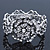Vintage Crystal Rose Flex Bracelet In Burn Silver Metal - Up to 21cm Length
