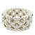Prom Clear Diamante, White Simulated Pearl Flex Bracelet - 18cm Length - view 4