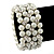 Prom Clear Diamante, White Simulated Pearl Flex Bracelet - 18cm Length - view 2