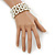 Prom Clear Diamante, White Simulated Pearl Flex Bracelet - 18cm Length - view 5