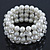 Prom Clear Diamante, White Simulated Pearl Flex Bracelet - 18cm Length - view 3