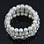 Prom Clear Diamante, White Simulated Pearl Flex Bracelet - 18cm Length - view 7