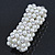 Prom Clear Diamante, White Simulated Pearl Flex Bracelet - 18cm Length - view 6