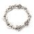 Vintage Butterfly & Heart Hammered Flex Bracelet In Silver Tone - up to 20cm Length - view 2