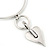Contemporary Heart Charm Bangle Bracelet In Silver Plating - up to 19cm length - view 3