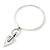 Contemporary Heart Charm Bangle Bracelet In Silver Plating - up to 19cm length - view 6