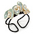 Chunky Calla Lily Floral Sea Shell Wired Cuff Bracelet - Adjustable (White/ Sea Green)