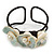 Chunky Calla Lily Floral Sea Shell Wired Cuff Bracelet - Adjustable (White/ Sea Green) - view 6