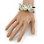 Chunky Calla Lily Floral Sea Shell Wired Cuff Bracelet - Adjustable (White/ Sea Green) - view 3