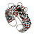 Fancy Glass Bead Floral Cuff Bracelet In Silver Tone - Adjustable - Multicoloured - view 2