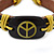 Unisex Dark Brown/ Yellow Leather 'Peace' Friendship Bracelet - Adjustable - view 2