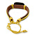 Unisex Dark Brown/ Yellow Leather 'Peace' Friendship Bracelet - Adjustable - view 3