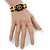 Unisex Dark Brown/ Yellow Leather 'Peace' Friendship Bracelet - Adjustable - view 4