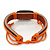 Unisex Dark Brown/ Orange Leather 'Peace' Friendship Bracelet - Adjustable - view 3