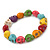 Multicoloured 'Skull' Stone Bead Flex Bracelet - 13mm - up 20cm Length - view 2