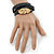 Black Leather Feather Wrap Bracelet (Gold Tone) - Adjustable - One size fits all - view 3