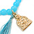 Light Blue Glass Bead Stretch Bracelet with Gold Plated Buddha Charm & Silk Tassel - 6mm - Up to 20cm Length - view 8