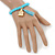 Light Blue Glass Bead Stretch Bracelet with Gold Plated Buddha Charm & Silk Tassel - 6mm - Up to 20cm Length - view 4