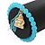 Light Blue Glass Bead Stretch Bracelet with Gold Plated Buddha Charm & Silk Tassel - 6mm - Up to 20cm Length - view 3