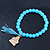 Light Blue Glass Bead Stretch Bracelet with Gold Plated Buddha Charm & Silk Tassel - 6mm - Up to 20cm Length - view 9
