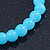 Light Blue Glass Bead Stretch Bracelet with Gold Plated Buddha Charm & Silk Tassel - 6mm - Up to 20cm Length - view 6
