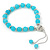 Polished Blue Glass Bead 'Love' Bracelet - 6mm - Adjustable - view 5