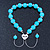Polished Blue Glass Bead 'Love' Bracelet - 6mm - Adjustable - view 2