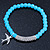 Light Blue Glass Bead Stretch Bracelet with Swarovski Crystal Detailing and Silver Swallow Charm - 5mm - Up to 20cm Length - view 2